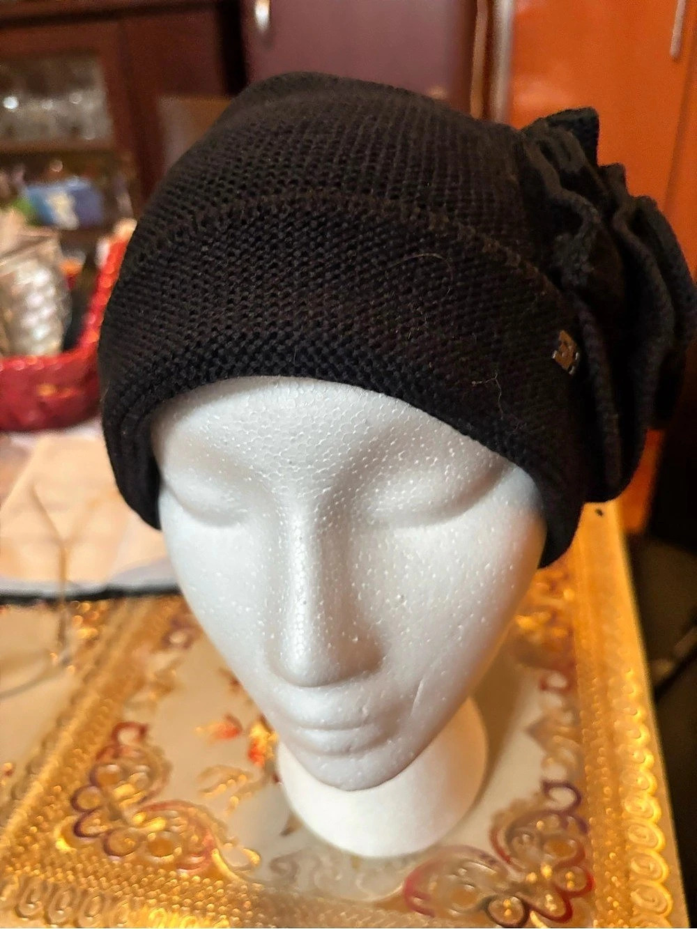 Black Knit Hat Like New wool woman hat